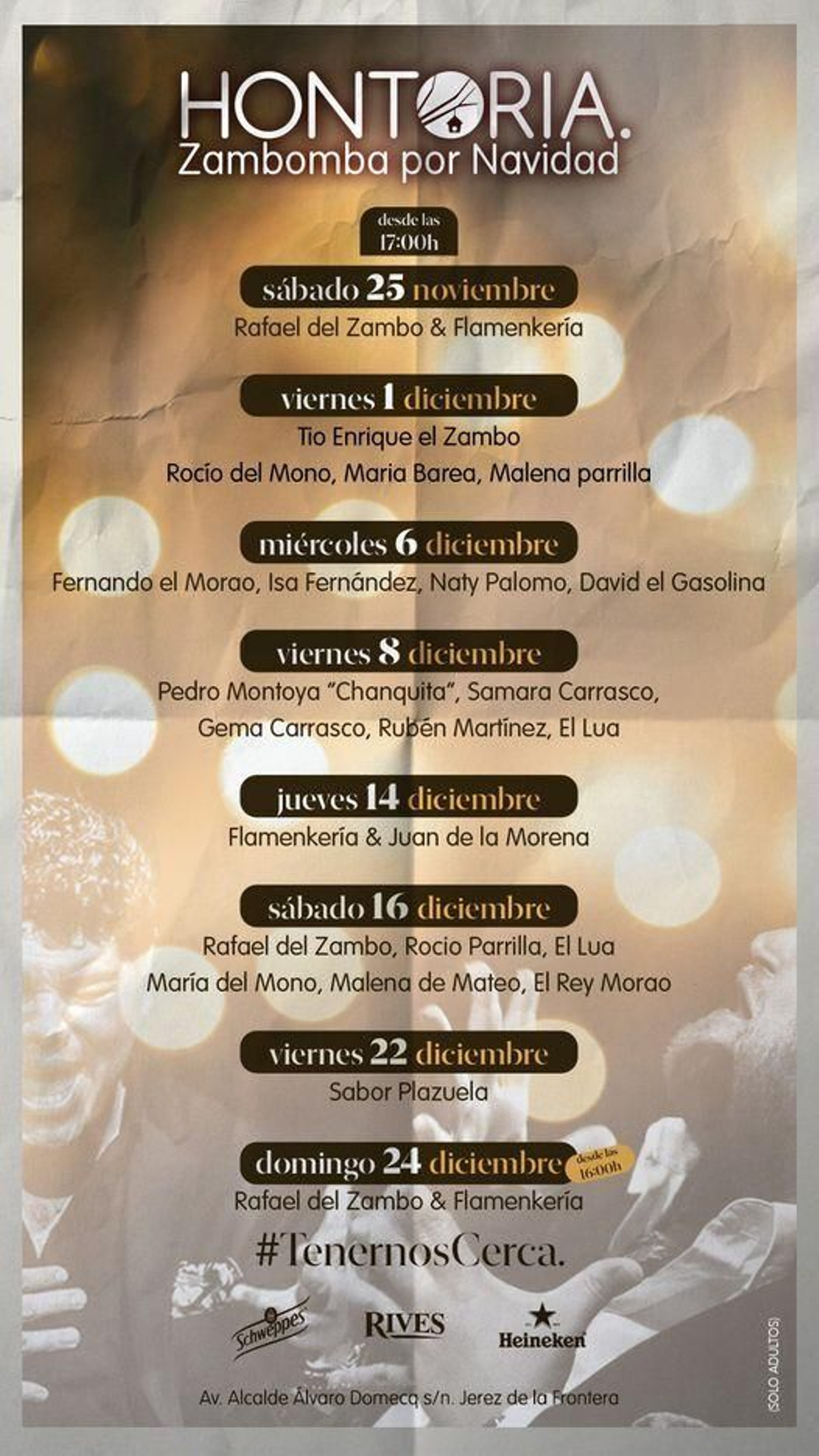 Cartel Programación Zambombas 2023 en el Hontoria Garden.