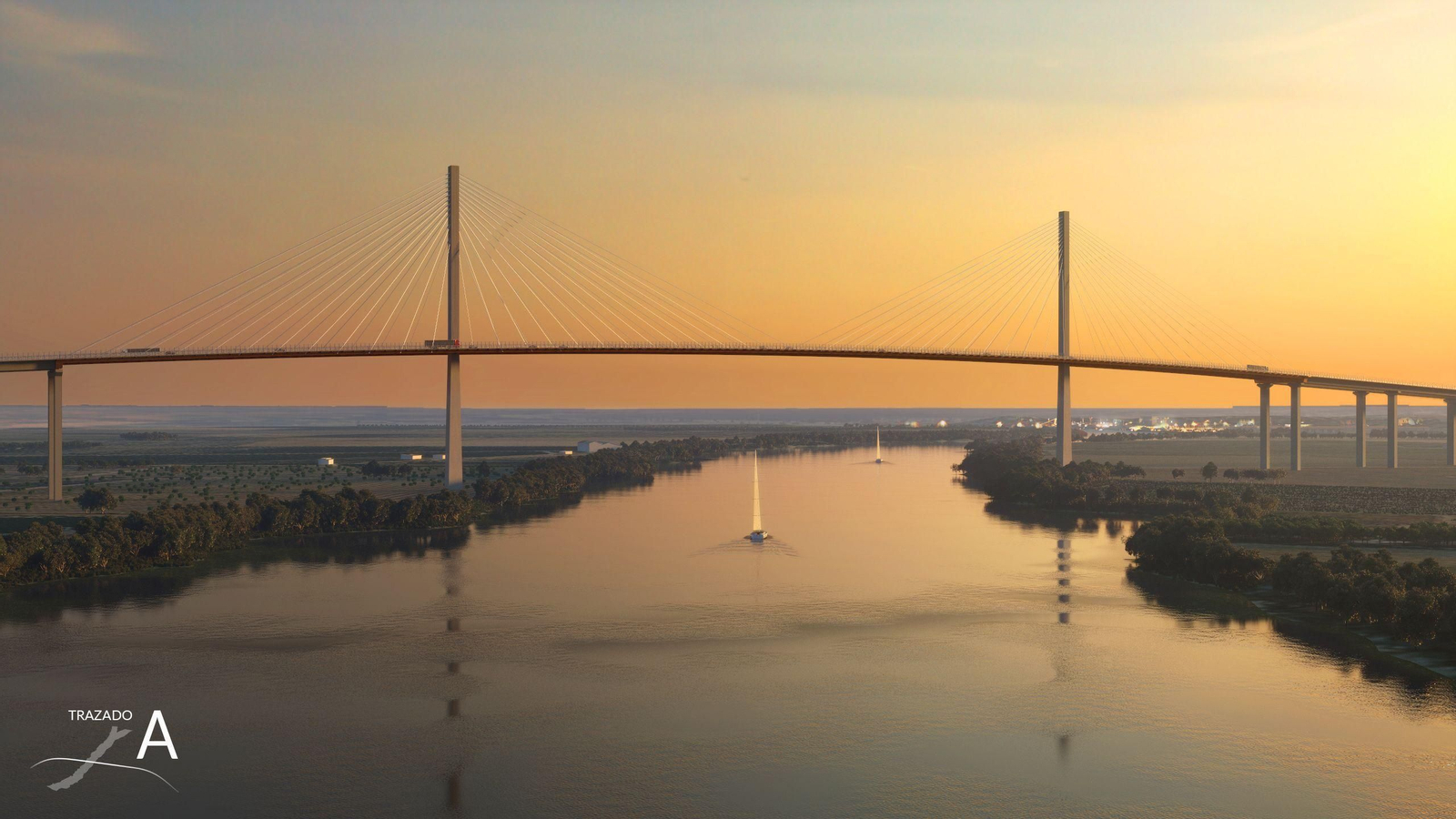 Recreación virtual del puente de la SE-40 sobre el Guadalquivir