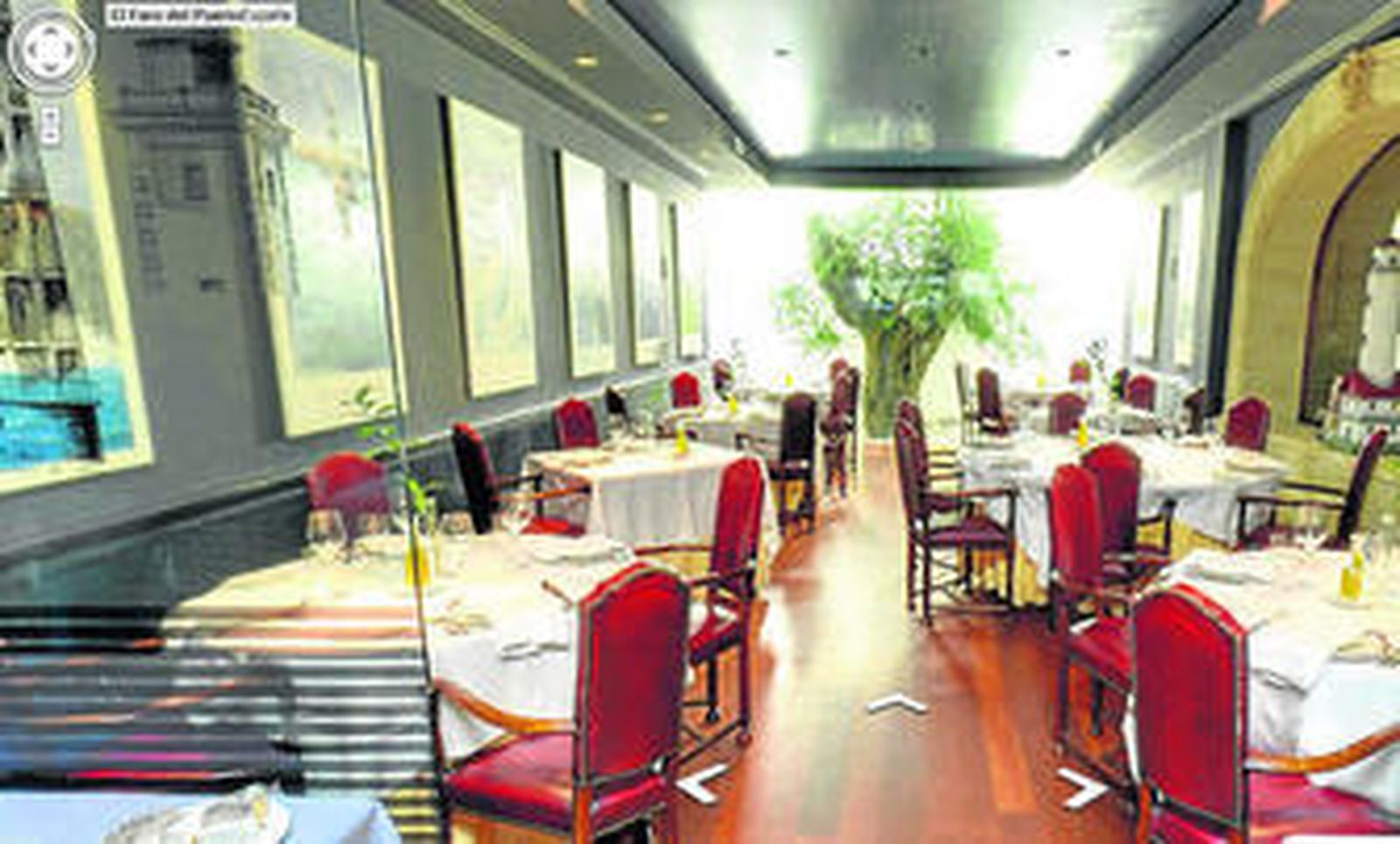 Imagen captada de la panorámica del interior del restaurante El Faro de El Puerto. La tecnología premite una visita virtual.