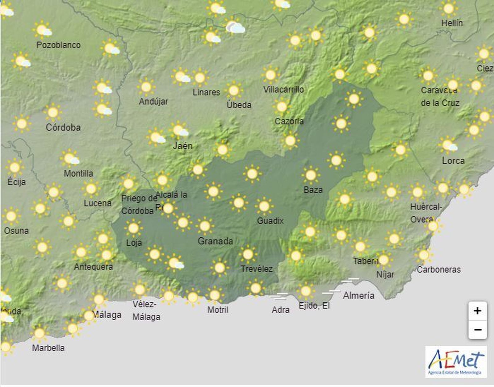 El Tiempo en Granada el miércoles 3 de abril de 2024