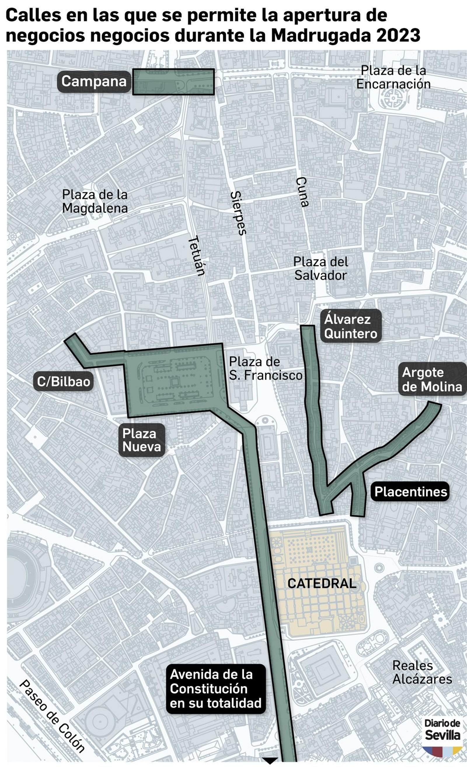 Calles en las que los establecimientos tendrán permiso de apertura.