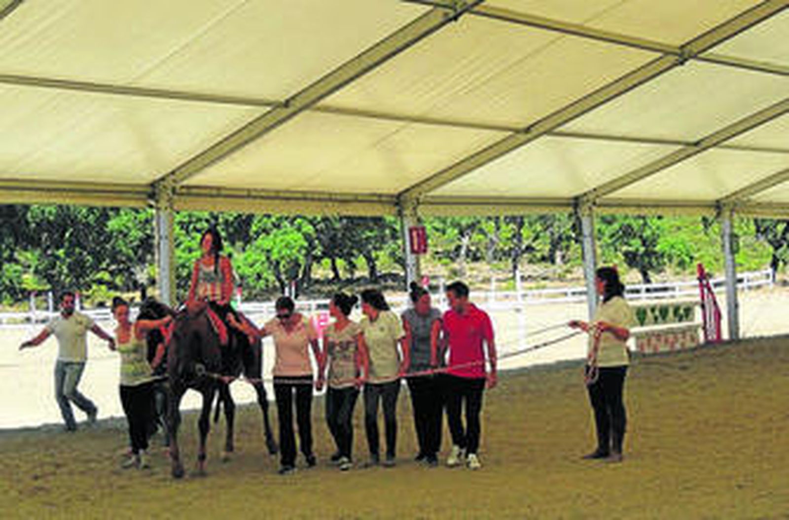 Un momento de la clase práctica de hipoterapia.