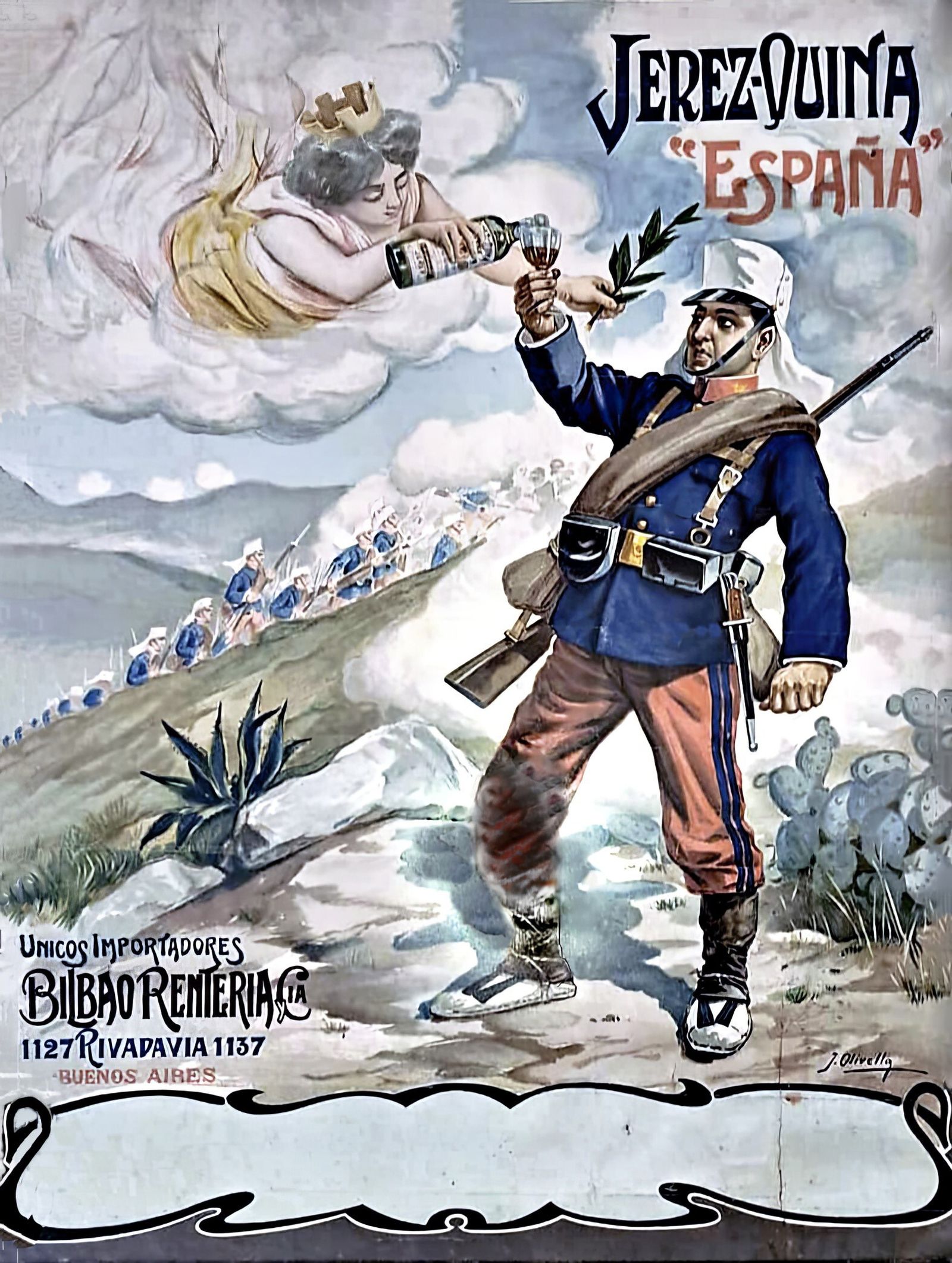 Cartel impreso en Argentina de su jerez-quina España.