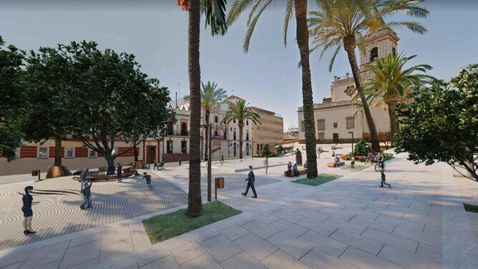 Recreación de la futura Plaza de San Pedro de Huelva. Recreación de la futura Plaza de San Pedro de Huelva.