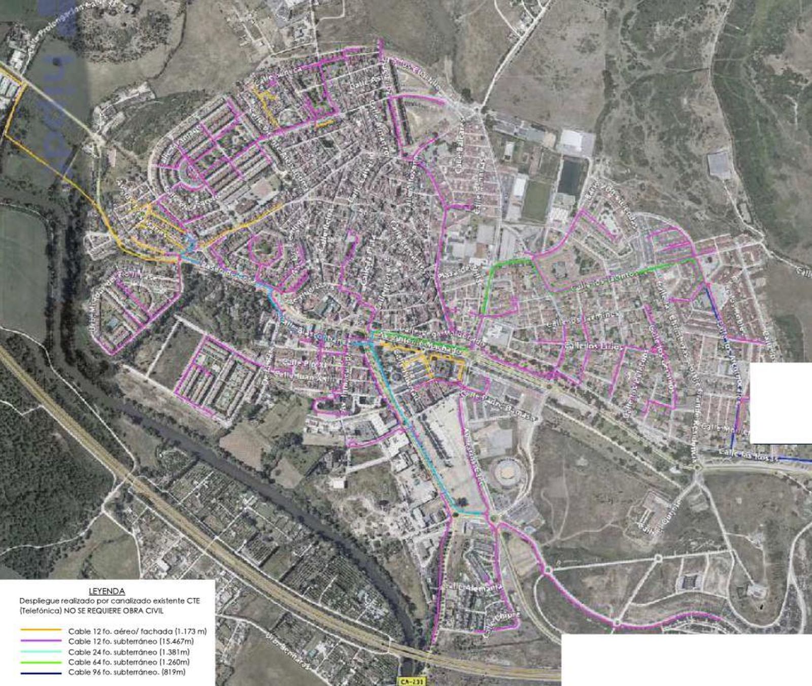 Las zonas en las que se instalará la fibra óptica.