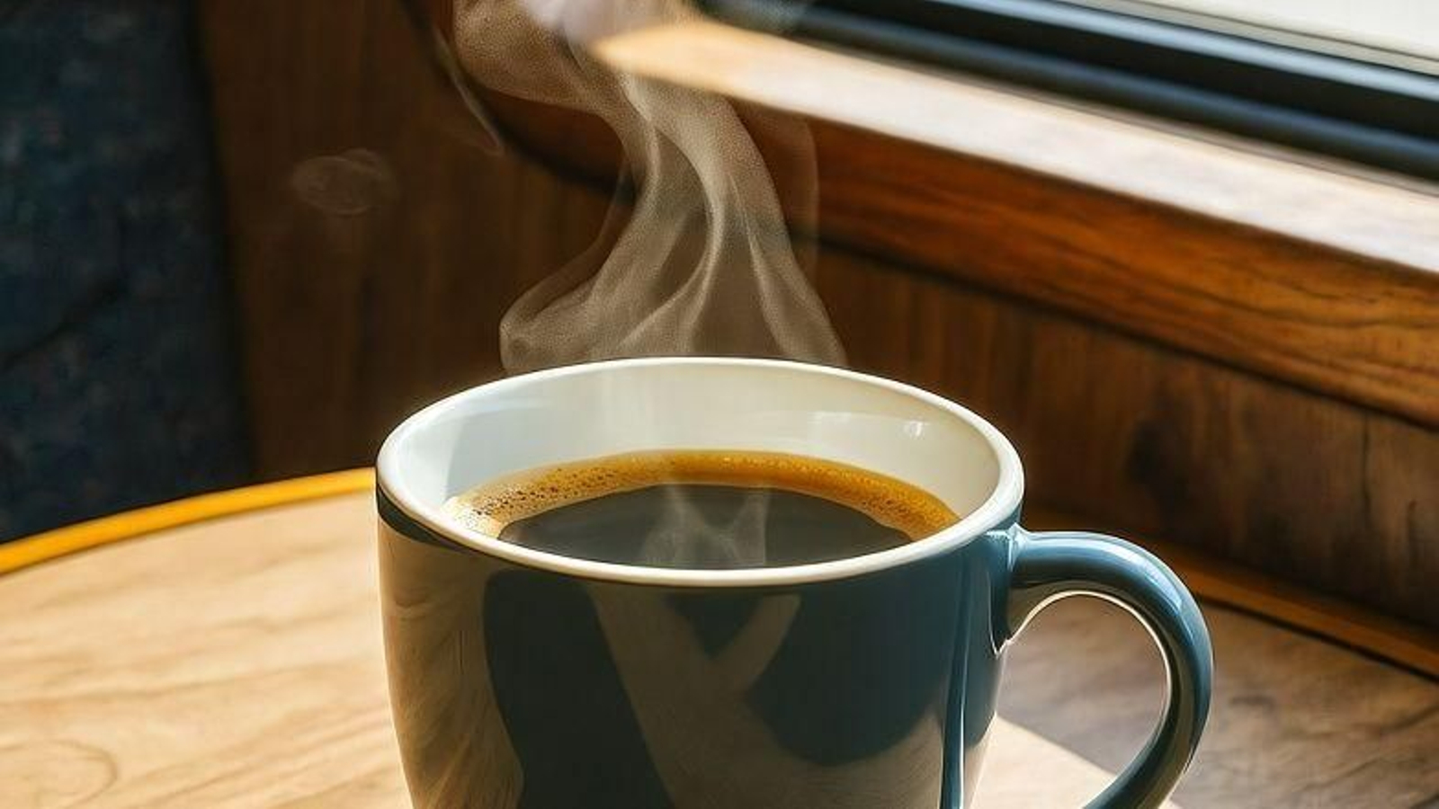 Taza de café en un tren