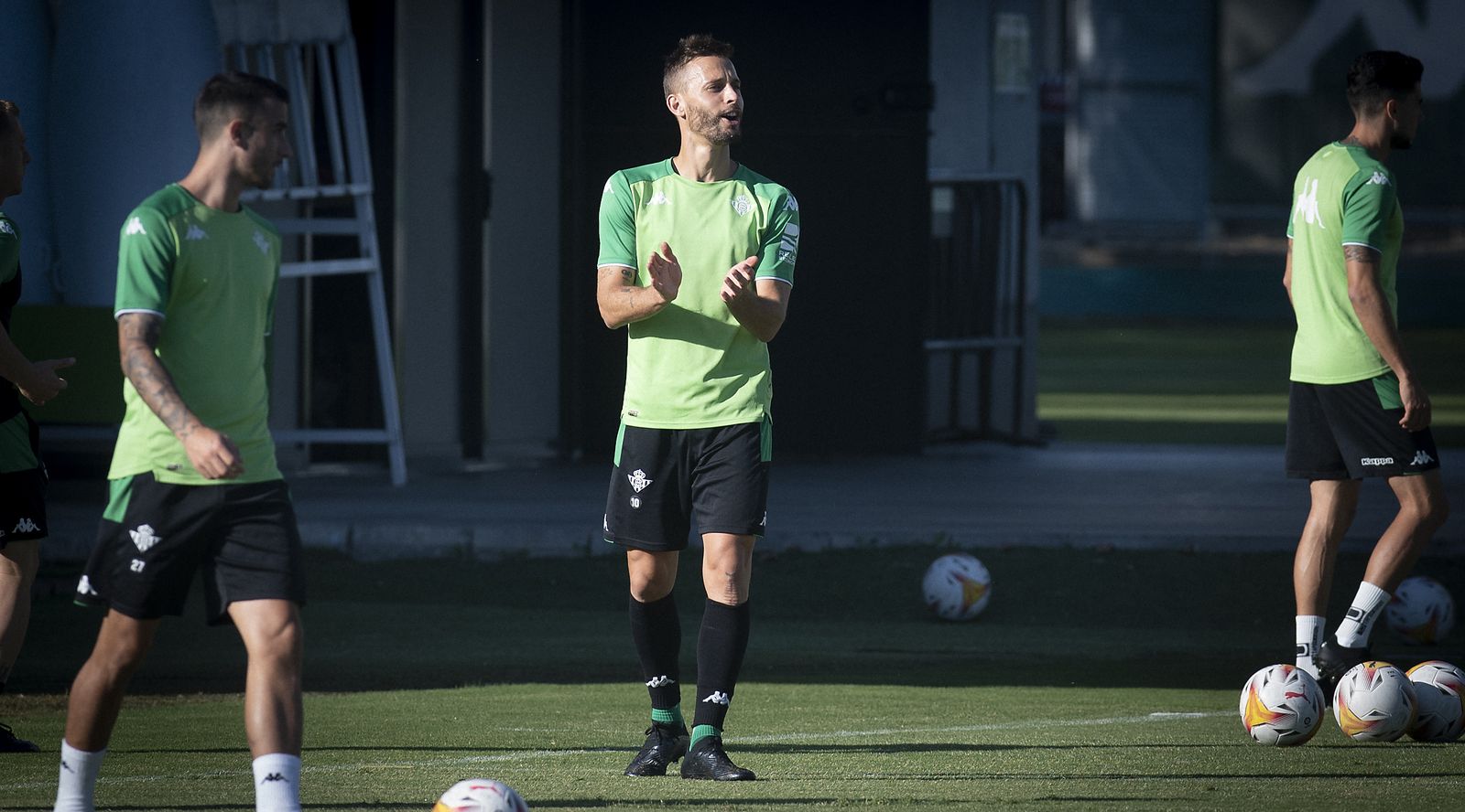Canales, en un momento del entrenamiento de este pasado viernes.