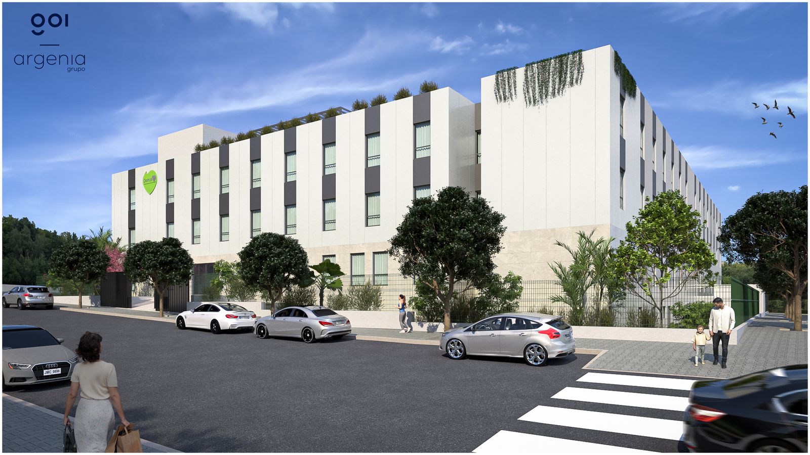 Recreación de la fachada principal de la residencia de Bormujos.