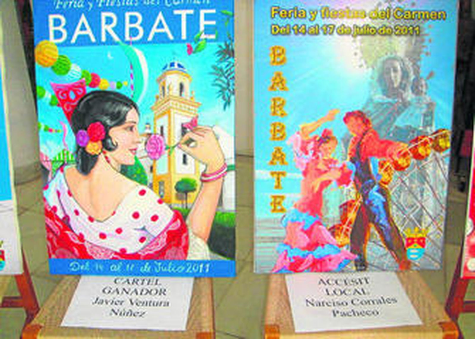 El cartel ganador que anunciará la Feria y Fiestas del Carmen 2011 de Barbate es obra de Javier Ventura.
