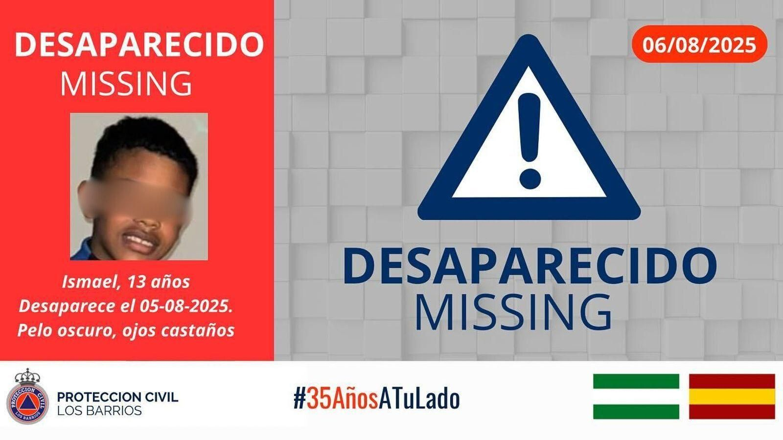 El cartel con la información del menor desaparecido, que ya ha sido hallado.