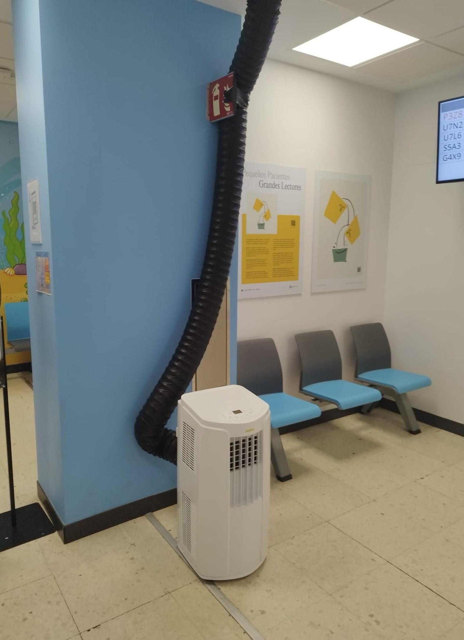 Sistema de refrigeración portátil en el área de Pedriatría del Hospital Materno Infantil de Málaga.