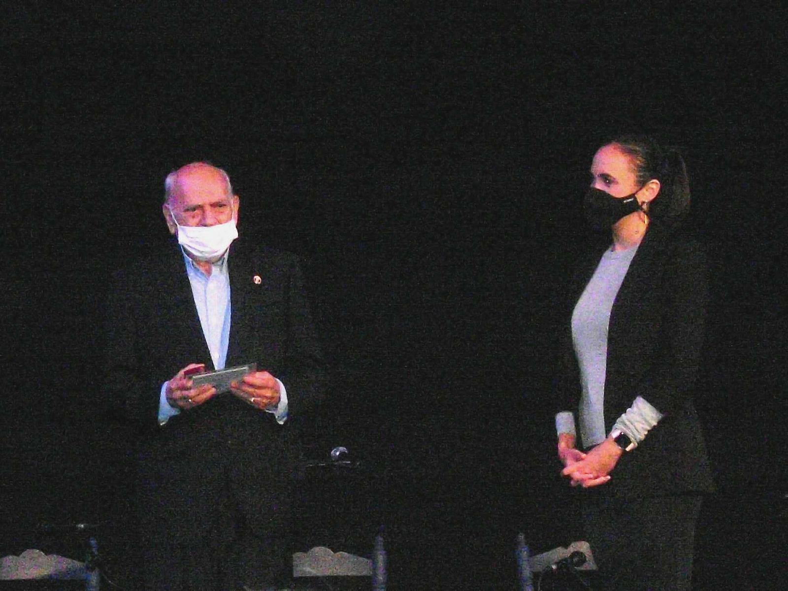 Domingo Villero y Lola Cazalilla, durante el acto de la Cátedra de Flamencología de Cádiz.