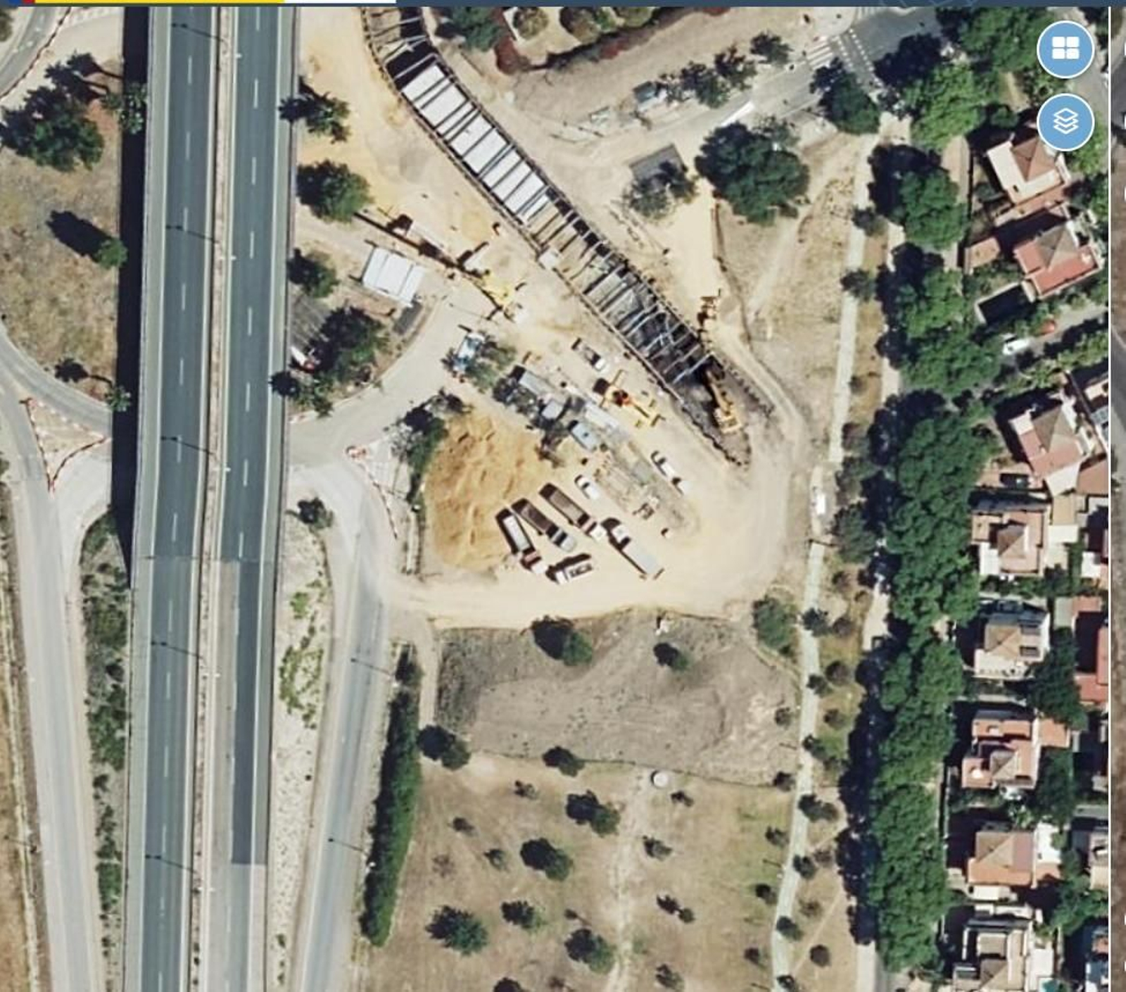 El parque durante las obras. Ortofoto 2022