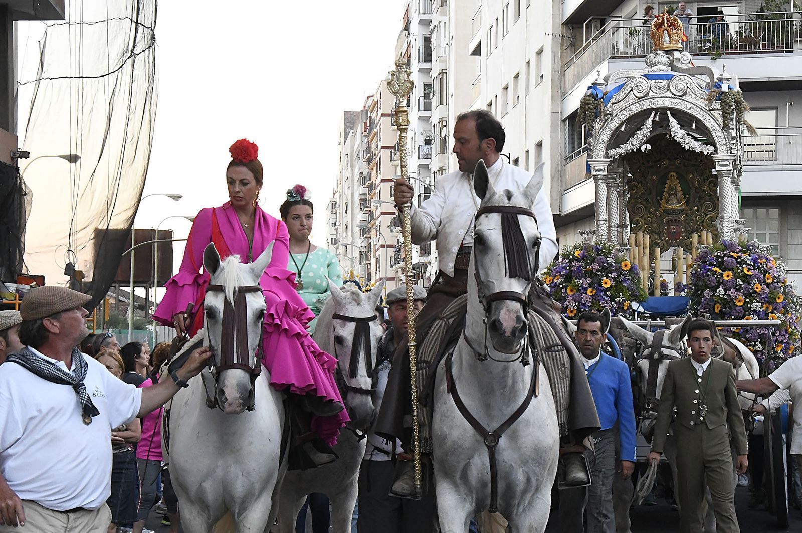 Llegada a la capital de la Hermandad de Huelva en 2019.