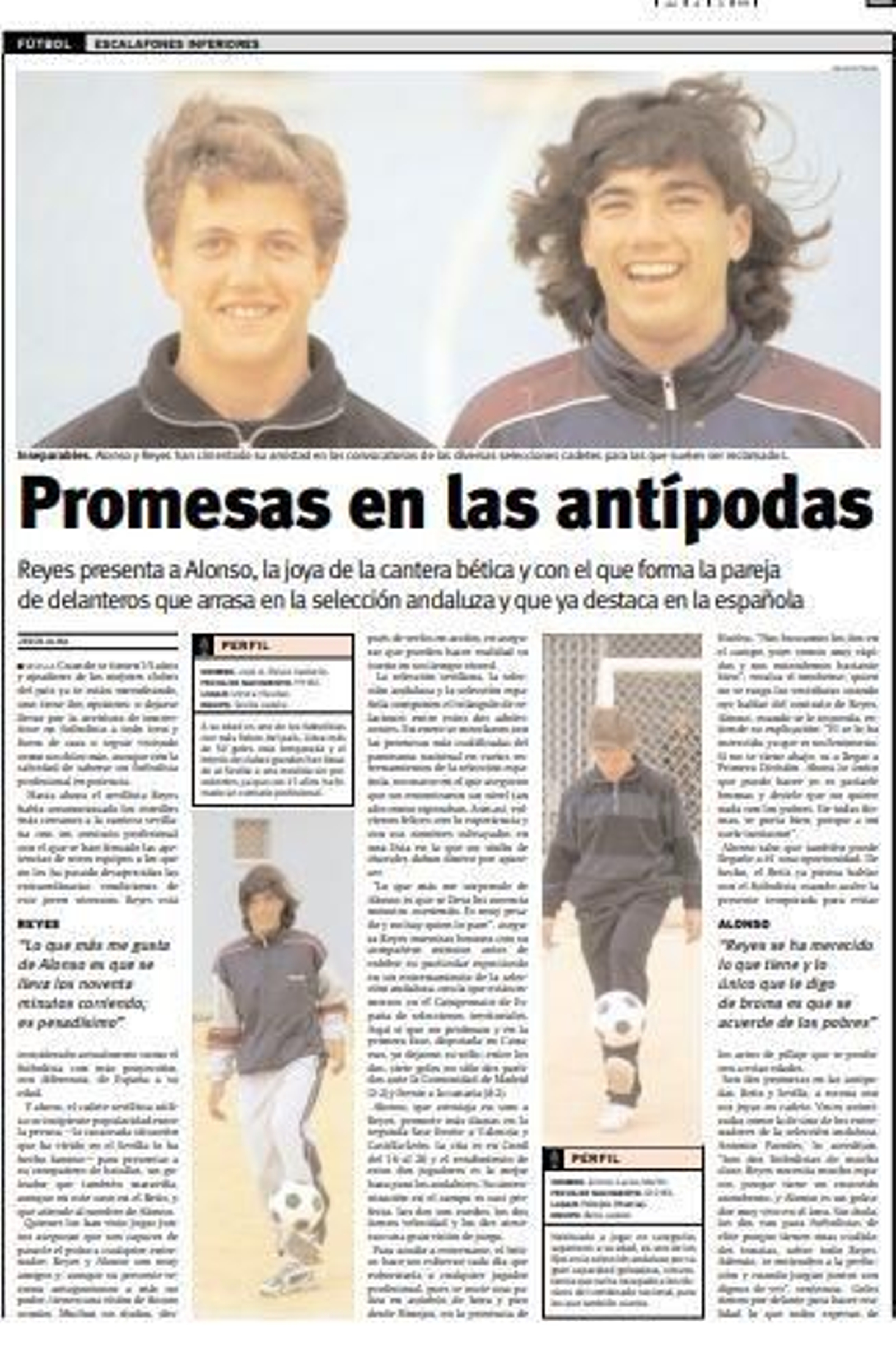 Reportaje publicado en Diario de Sevilla en 1999 con Reyes y Alonso Larios.