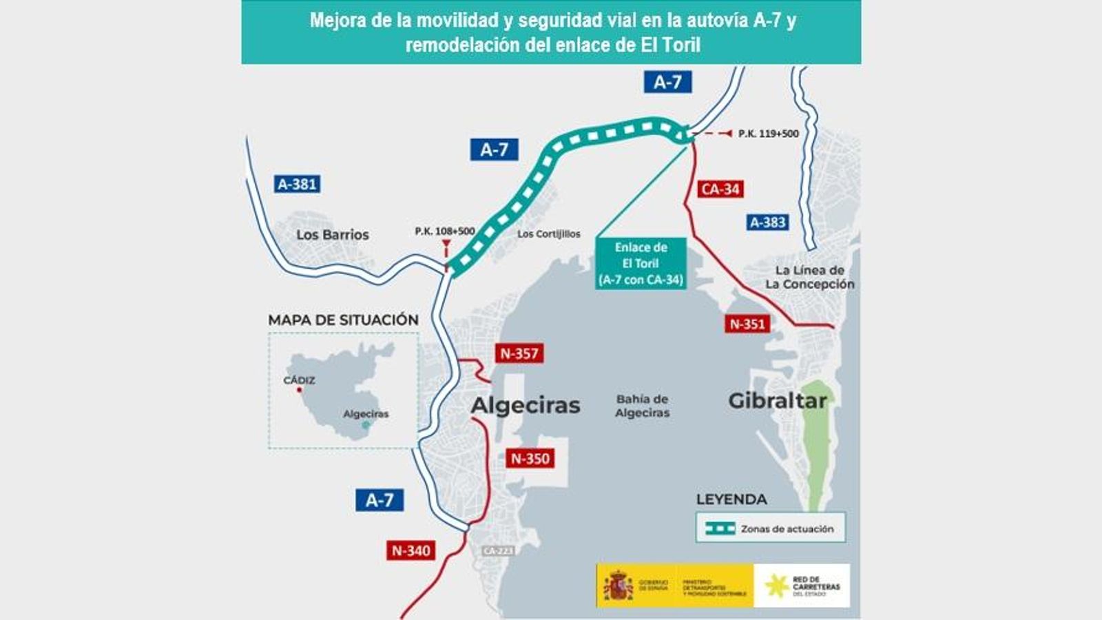 Proyecto para aumentar a tres carriles 11 kilómetros de la A-7 y remodelar El Toril.