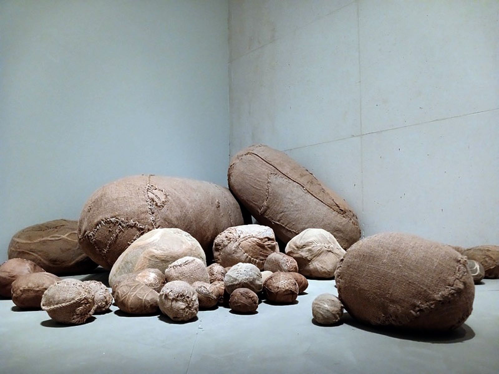 La instalación ‘Embriología’, iniciada en 1978, está conformada por un conjunto de formas redondeadas de diferentes materiales,