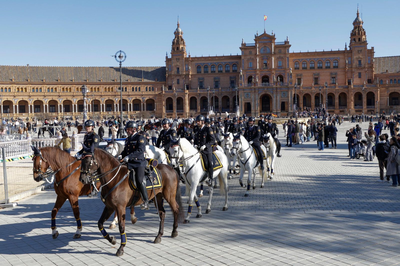 Las imágenes de la celebración del día de San Antón por la Policía Nacional en la plaza de España