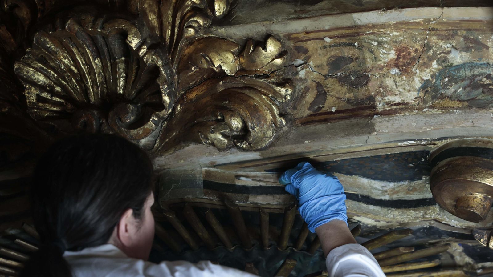 Las imágenes del estado de la restauración de la capilla de San José.