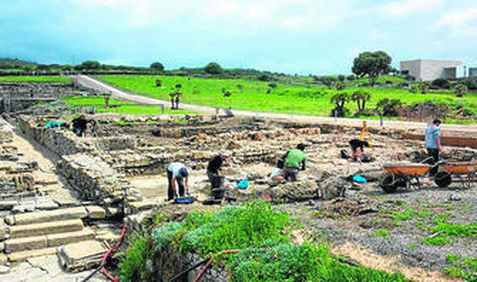 Imagen de los trabajos desarrollado en el conjunto arqueológico de Baelo.