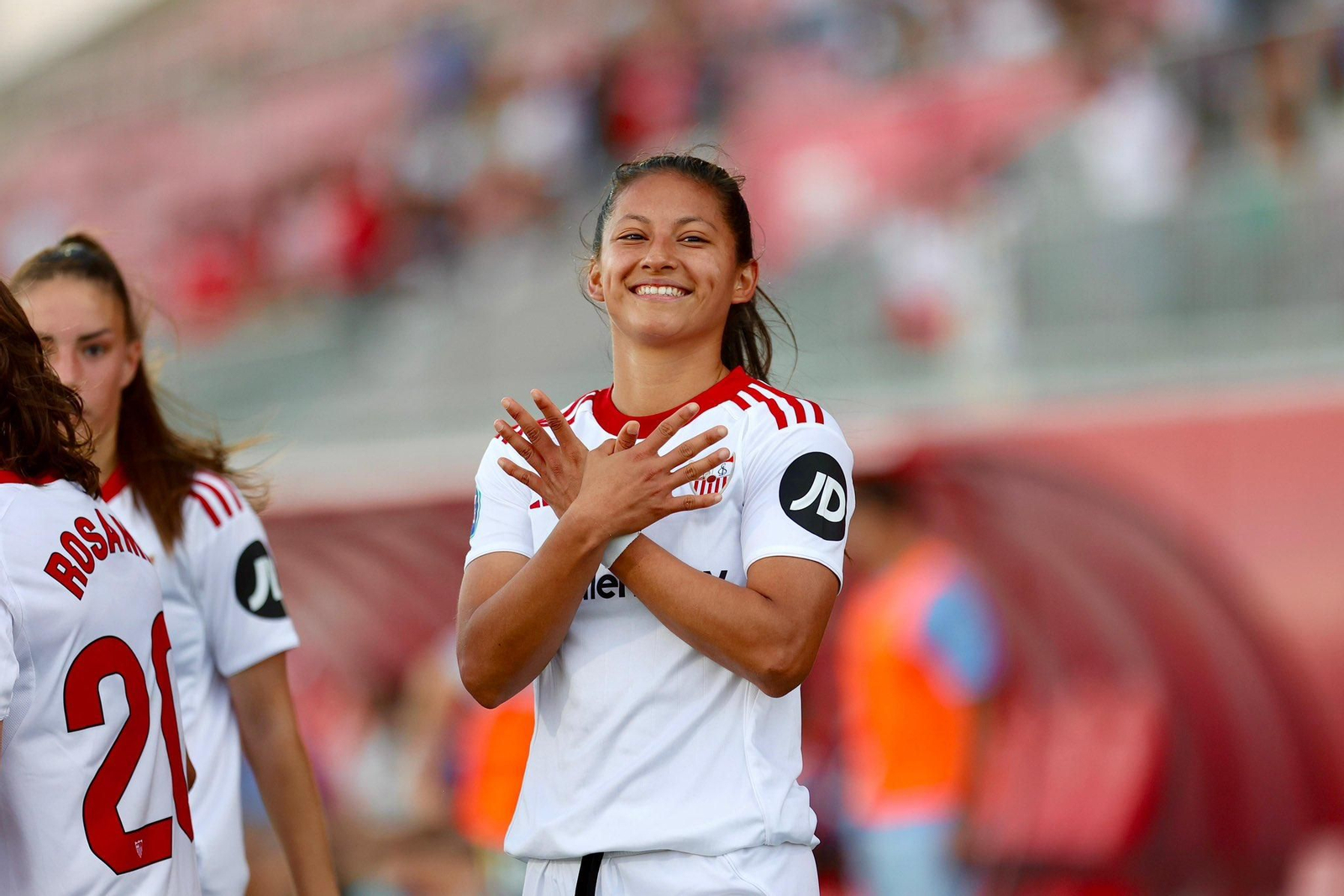 Andrea Álvarez celebra su gol al Espanyol.