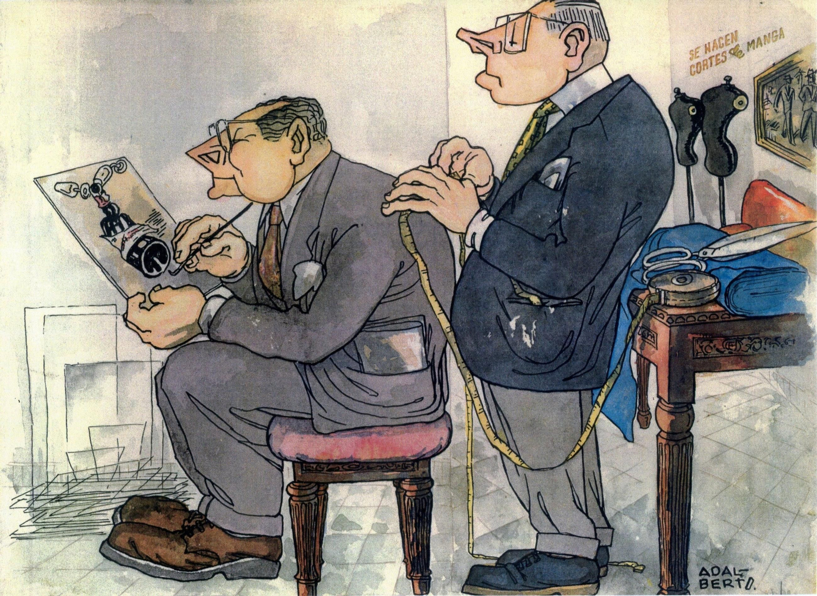 José Luis Torres era incansable en su trabajo y así lo pintó Adalberto.