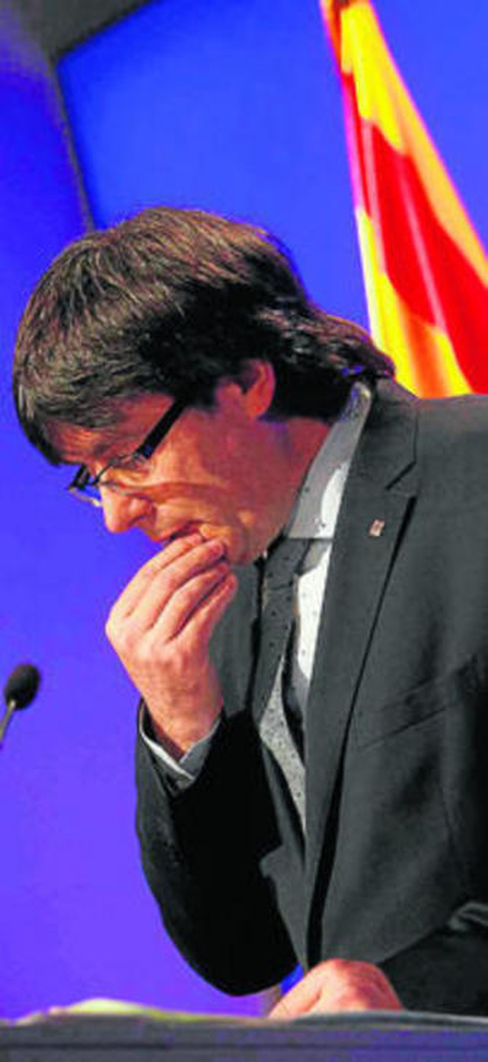 Carles Puigdemont, ayer en la rueda de prensa tras la reunión del 'Govern'.