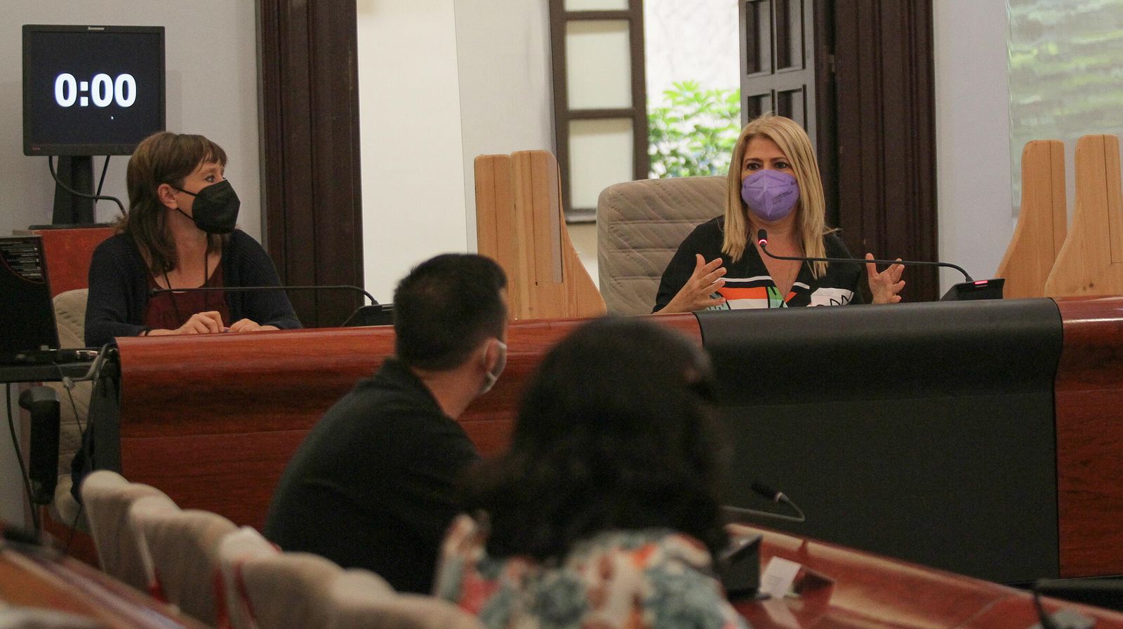 La alcaldesa, Mamen Sánchez, durante el último pleno