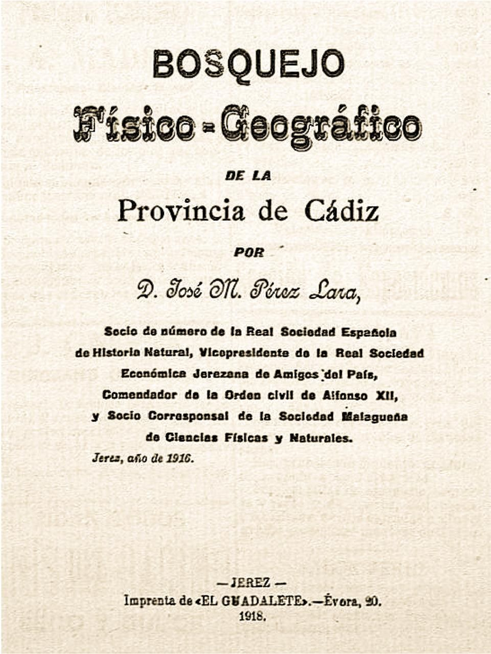 Bosquejo físico-geográfico de la provincia de Cádiz, 1918.