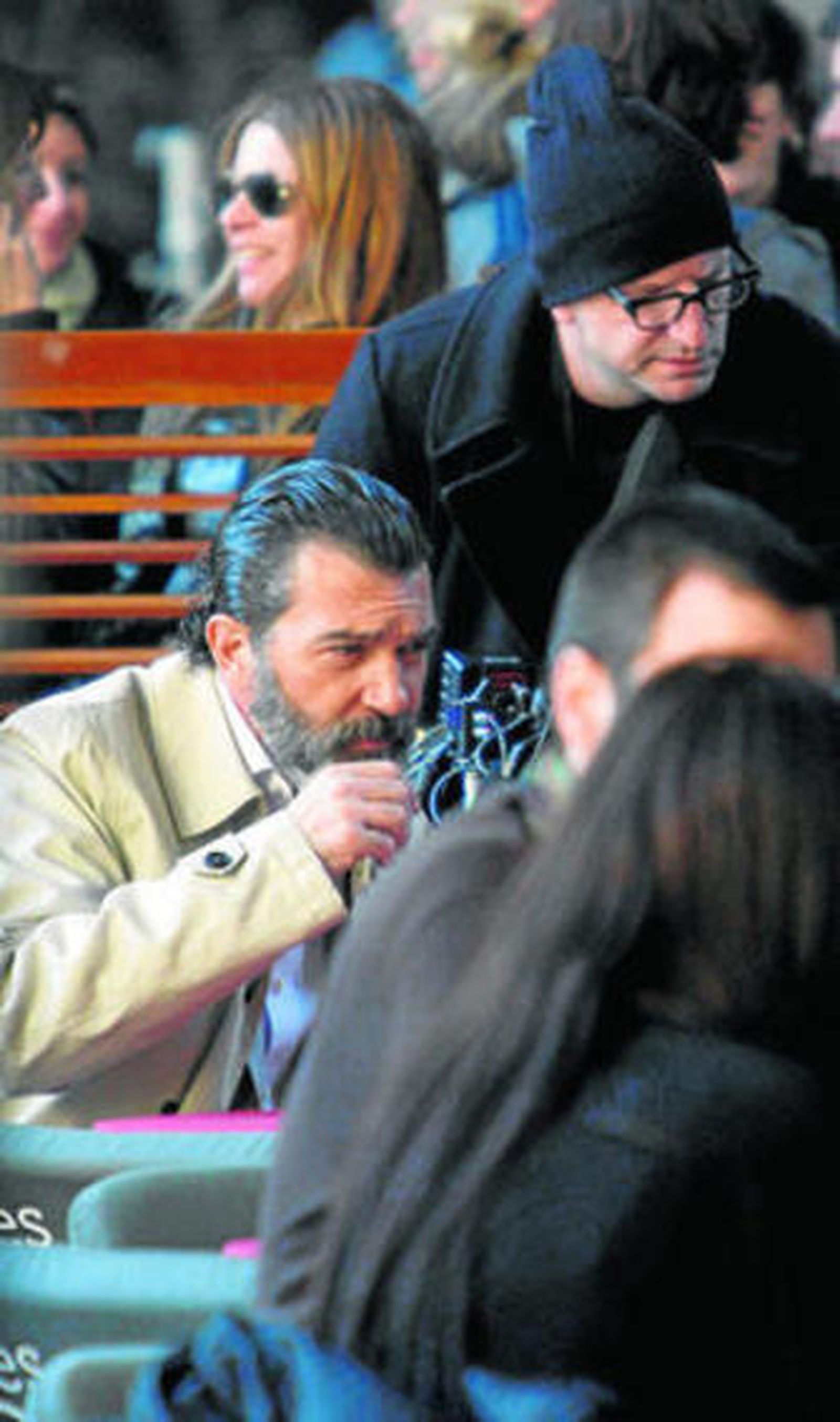 Banderas, en un rodaje en Barcelona.