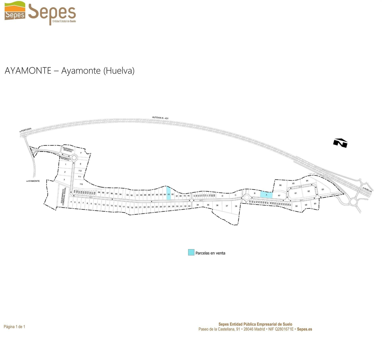 Una de las parcelas a la venta en Ayamonte.
