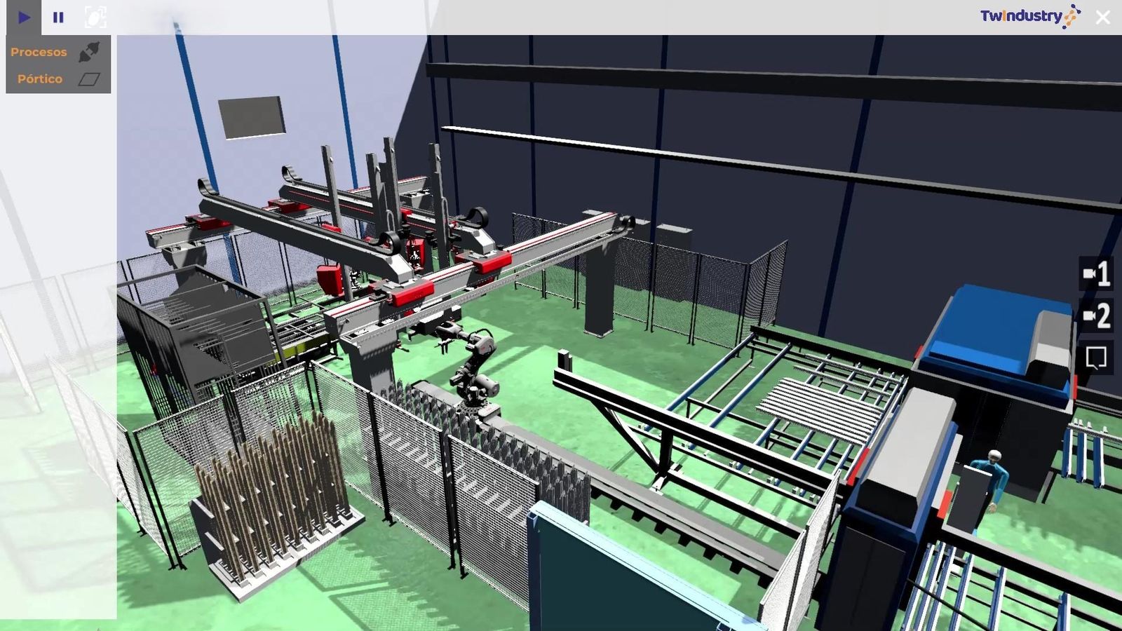 Imagen del gemelo digital de una línea de producción.