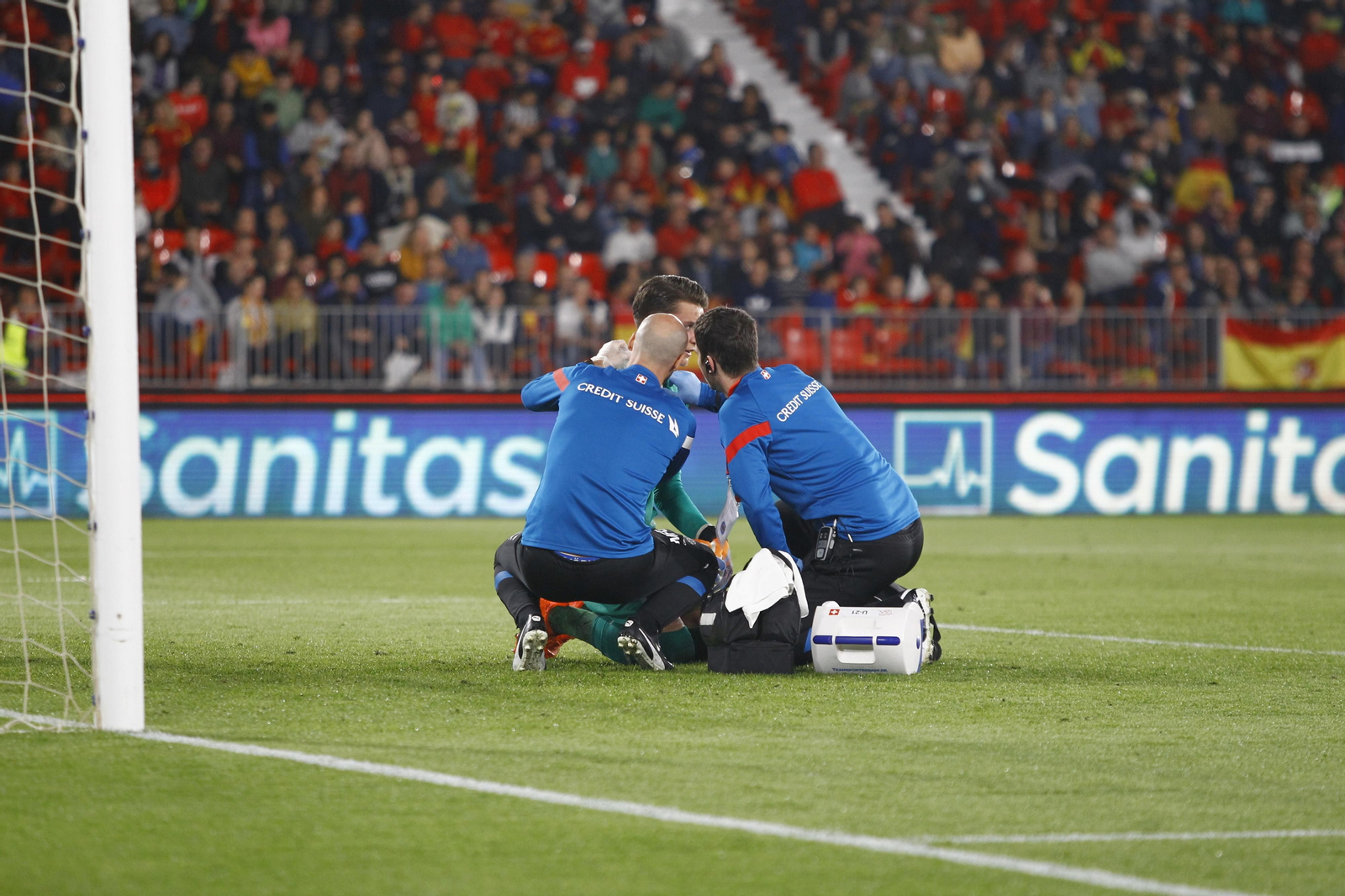 Imágenes del partido de fútbol amistoso entre las selecciones de España y Suiza Sub 21, disputado en Almería