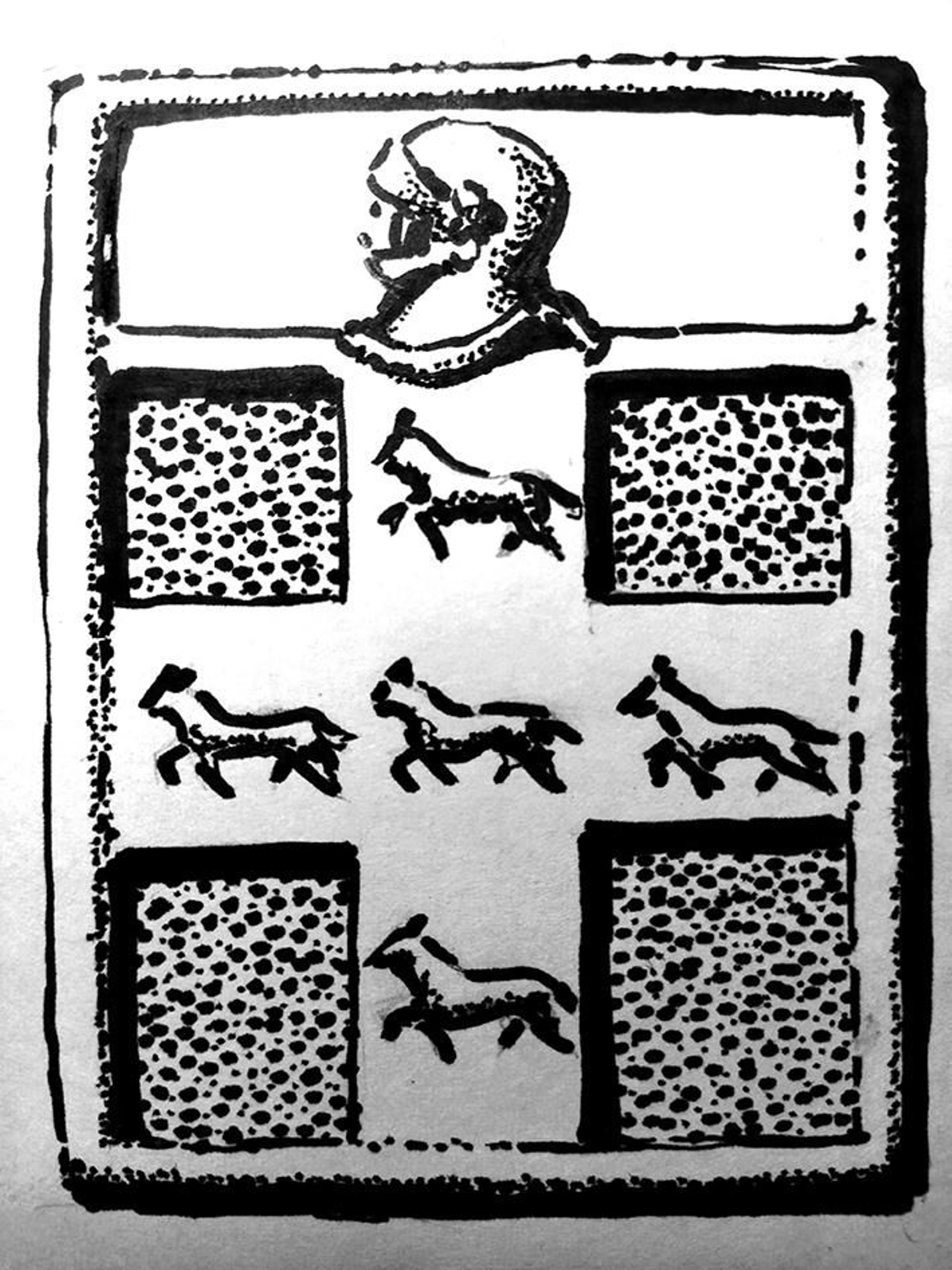 Noble emblema con cuatro lobos