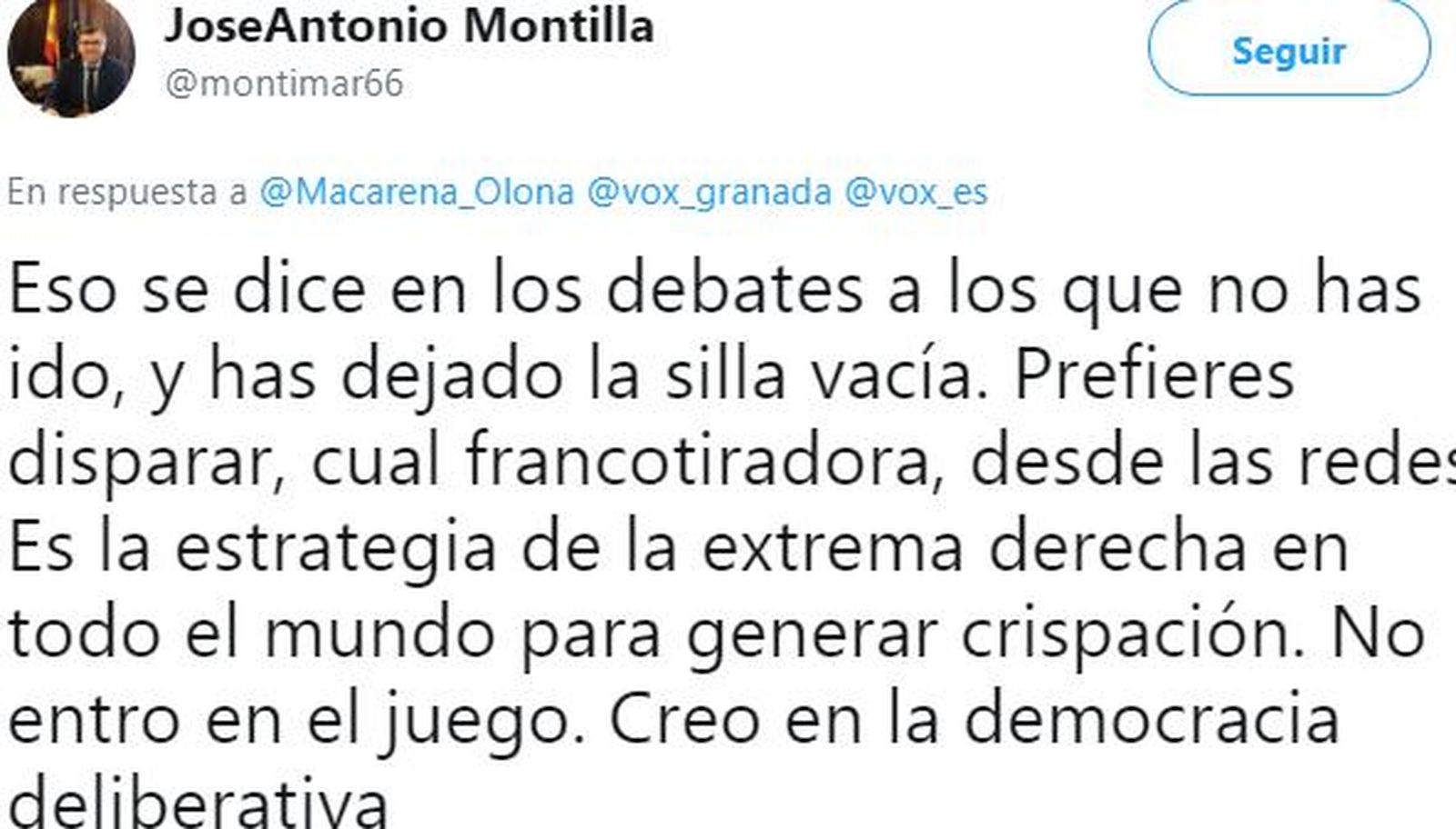 José Antonio Montilla y Macarena Olona: choque de trenes en las redes