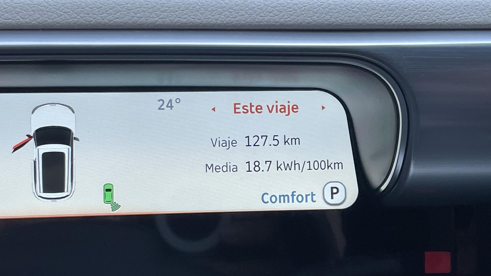 El consumo medio de nuestra unidad tras un par de horas de uso: 18,7 kWh/100 km.