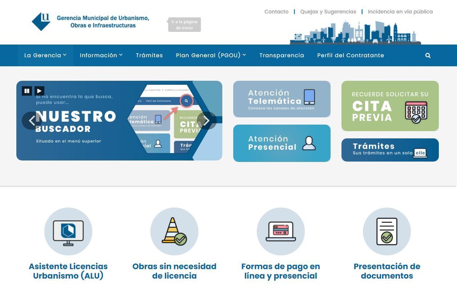Vista de la nueva página web de la Gerencia de Urbanismo de Málaga.