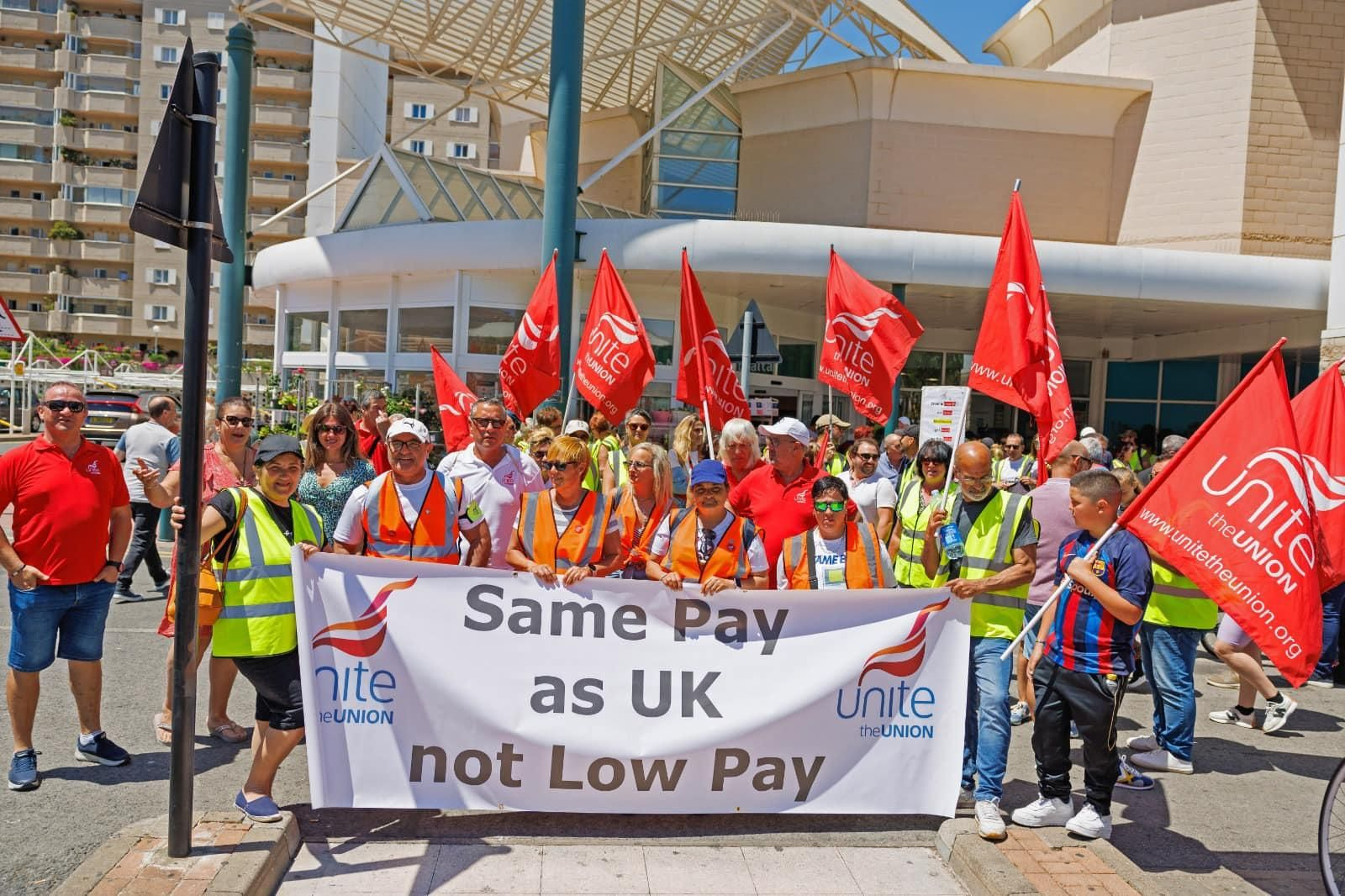 Manifestación de la rama sindical de Unite The Union en Gibraltar (2023).