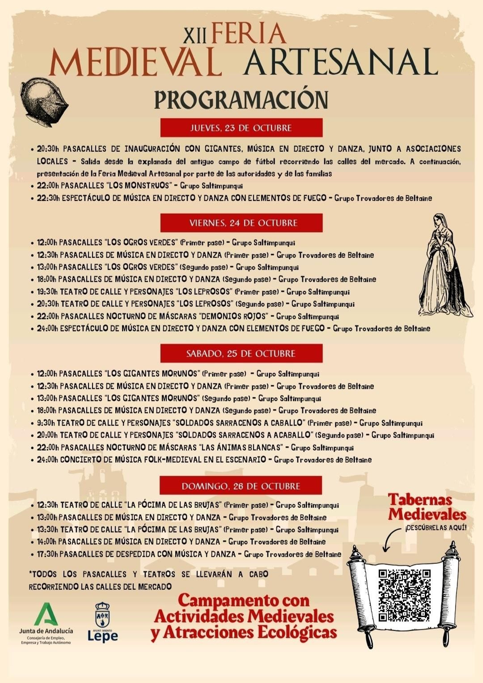 Programación de la XII Feria Medieval Lepe