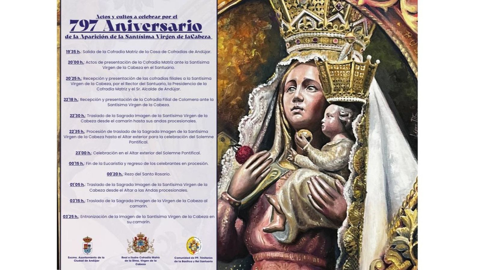 Programa de cultos a celebrar este domingo.