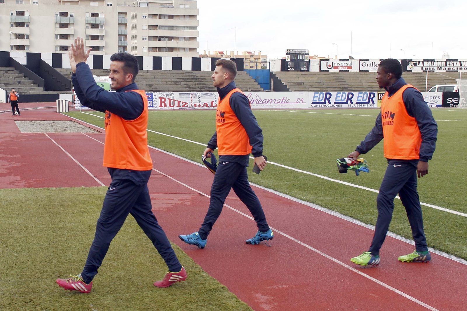 Rafa Navarro, durante un entrenamiento en el estadio Municipal.