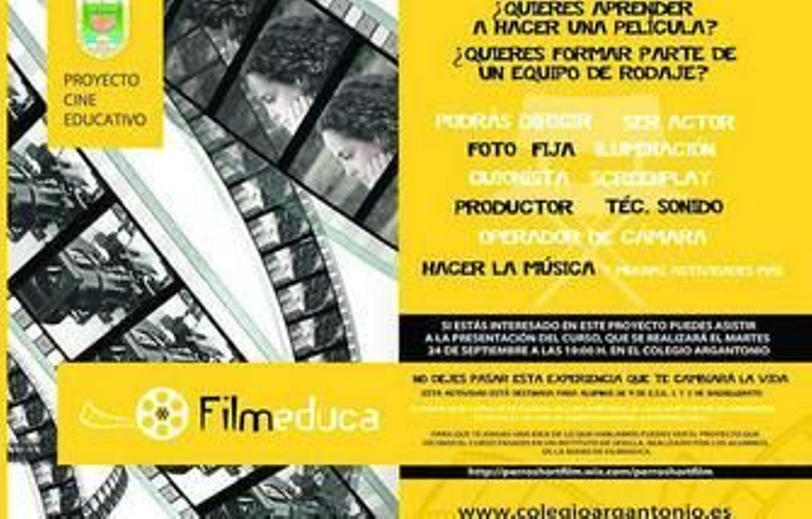 Cartel anunciador del proyecto educativo que desarrolla Filmeduca.