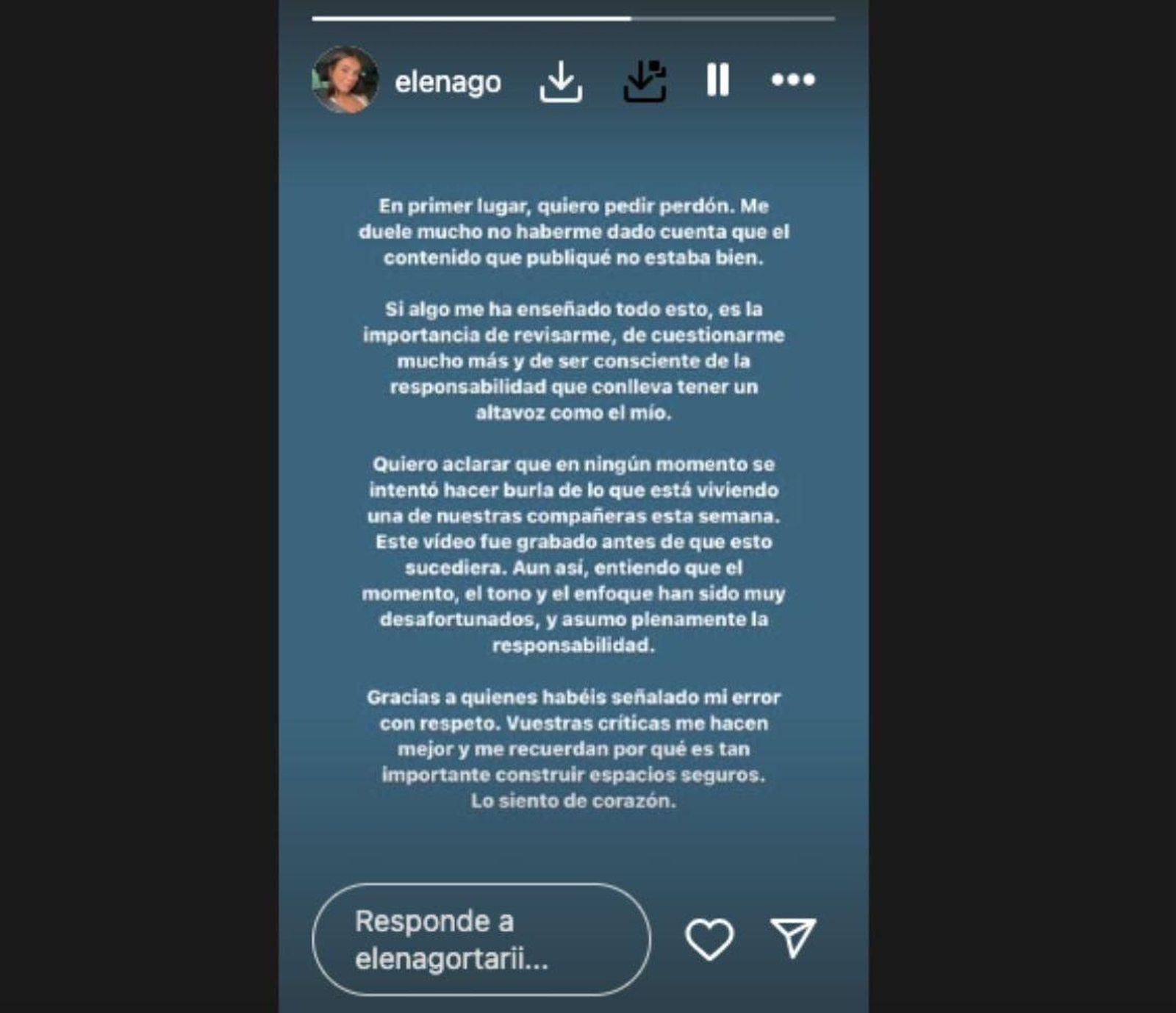 Elena Gortari pide disculpas
