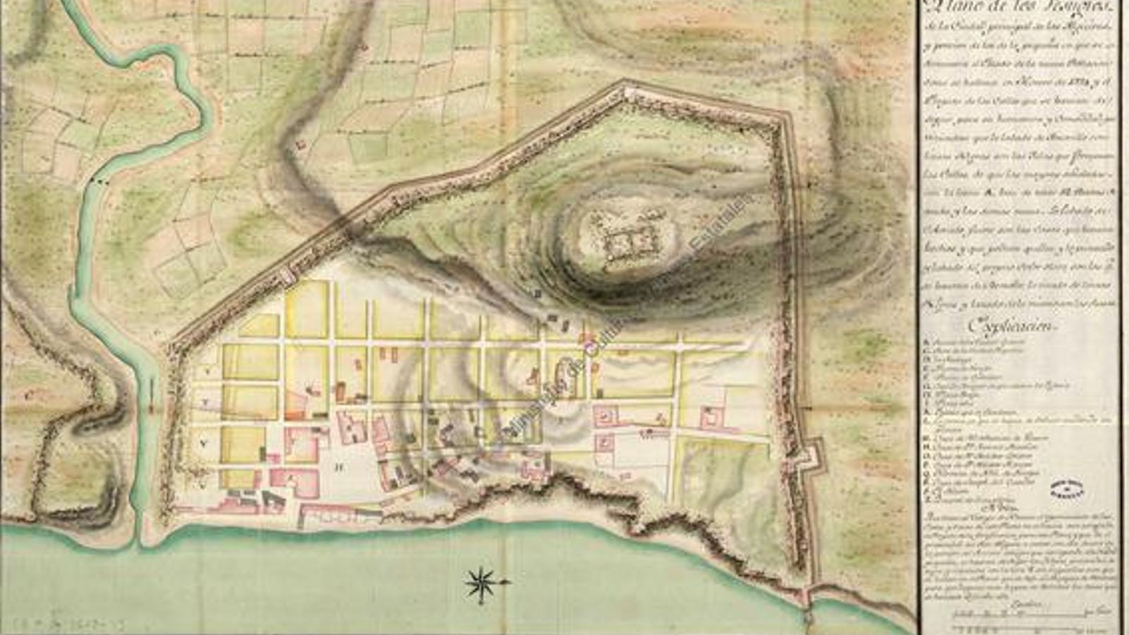 Uno de los diversos planos de la Serie Verboom con el trazado de urbanización en cuadrícula.