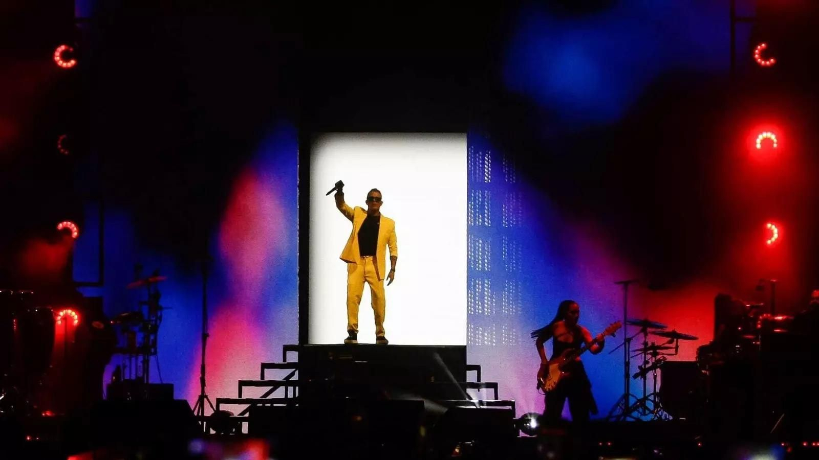 Alejandro Sanz en su concierto en Cádiz, en el estadio Nuevo Mirandilla, en 2022.
