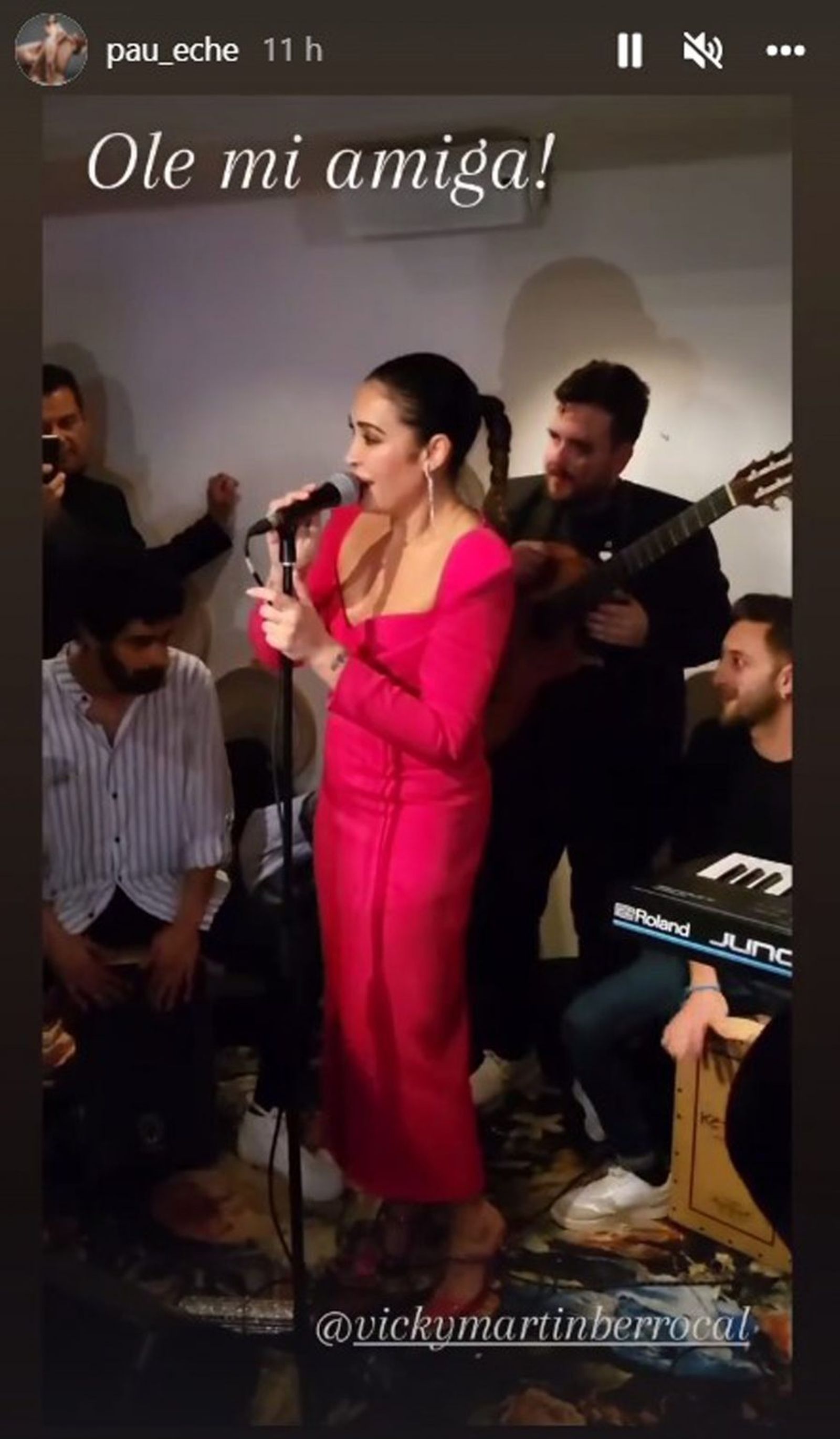 Vicky, cantando en su fiesta de cumpleaños.