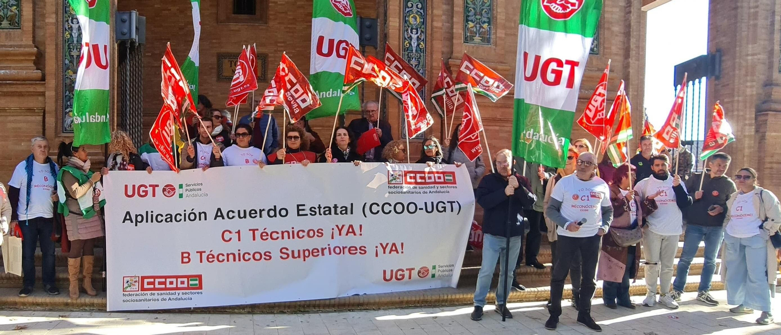 Protesta este jueves en Sevilla por la reclasificación de los técnicos. Protesta este jueves en Sevilla por la reclasificación de los técnicos.