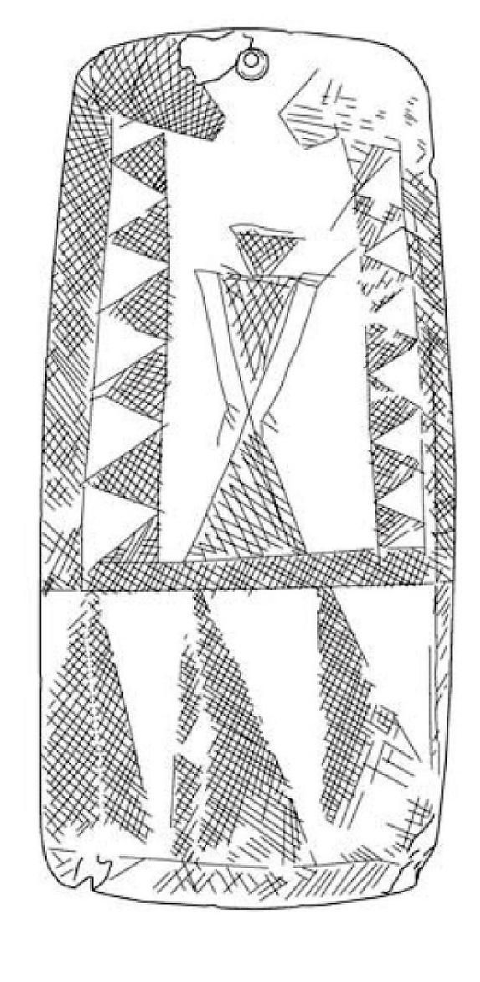 Dibujo de la imagen fotográfica. Placa de Lapa do Bugio.