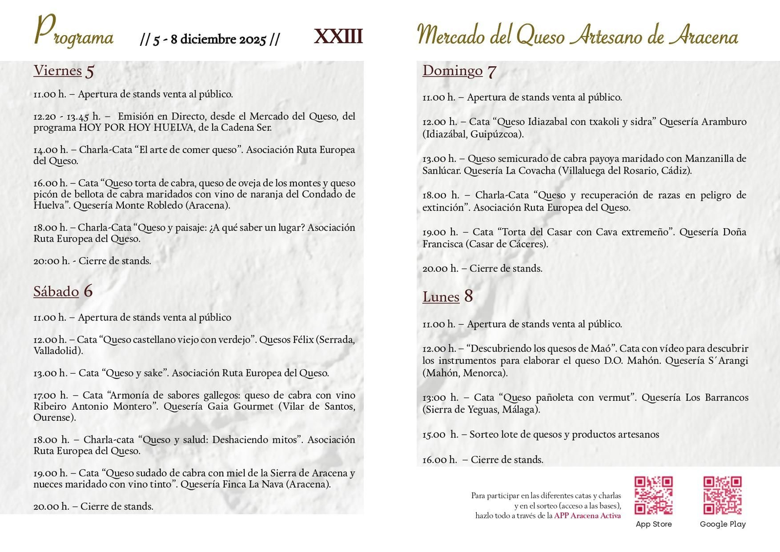 Programa de Mercado del Queso Artesano de Aracena.