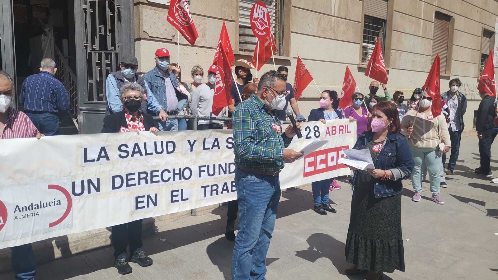 Manifestación de los sindicatos el 28 de abril Día Mundial de la Seguridad y Salud en el Trabajo